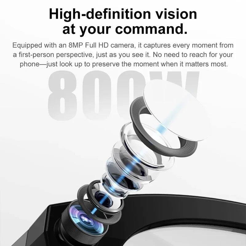 Gafas inteligentes con cámara AI Lenovo 8K HD 1600W Doble Traducción en tiempo real Llamadas por Bluetooth Grabación de audio y video Reproducción de música Gafas de sol 2026