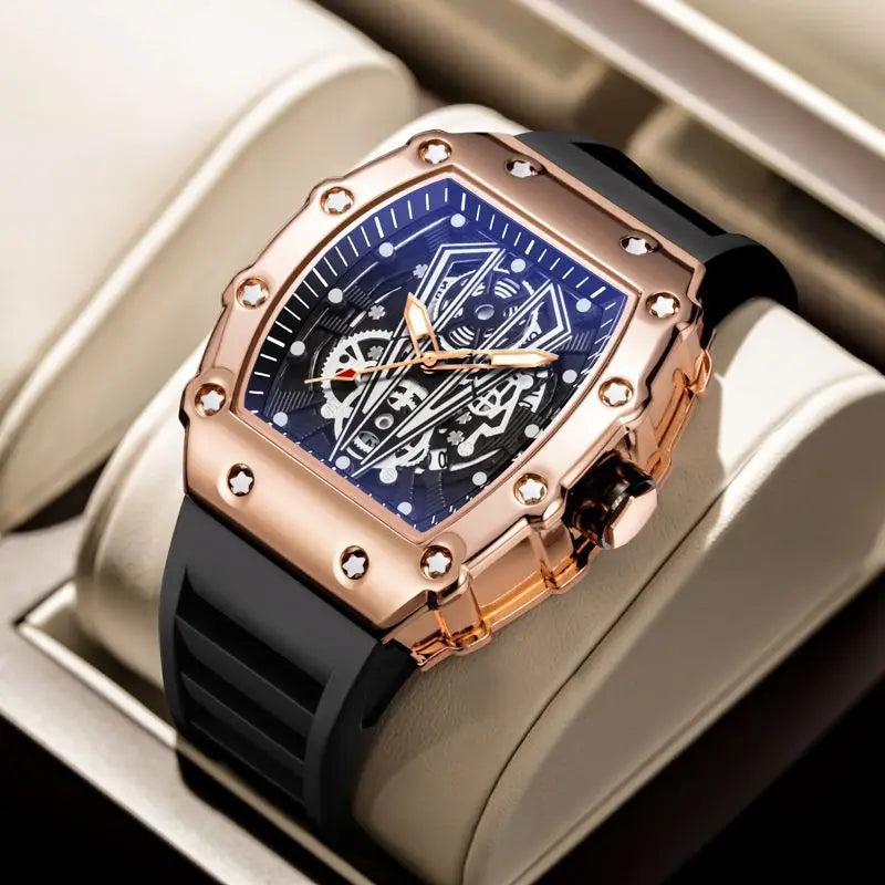 UTHAI BK131 Sports Man Watch Fashion Wine Barrel Shaped Quartz Watch Waterproof Calendar Night Light Watches for Man