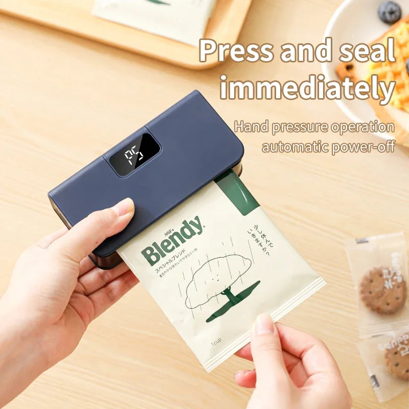 Mini sellador térmico de bolsas de plástico, máquina de sellado térmico recargable para almacenamiento de plástico, sellador de paquetes portátil de mano, clip para bolsas, sellador de alimentos