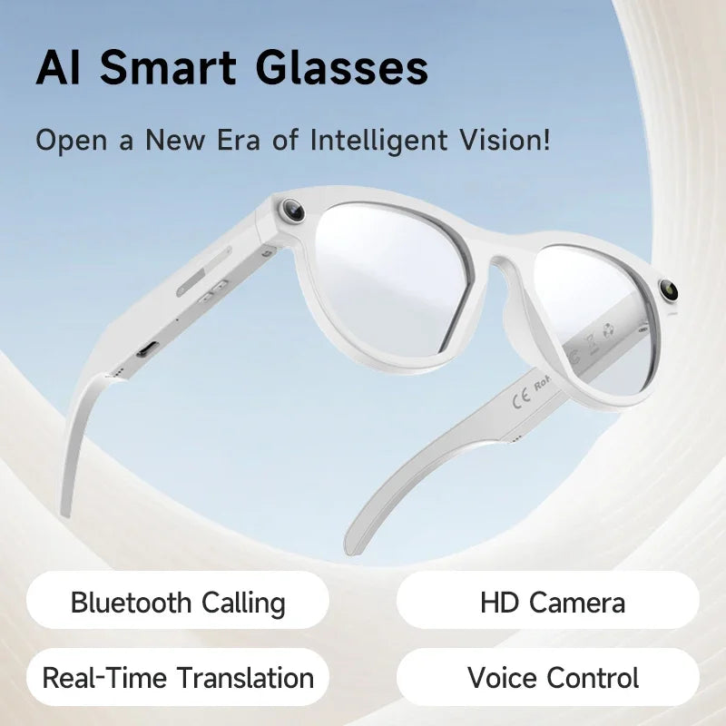 Gafas inteligentes con cámara AI Lenovo 8K HD 1600W Doble Traducción en tiempo real Llamadas por Bluetooth Grabación de audio y video Reproducción de música Gafas de sol 2026