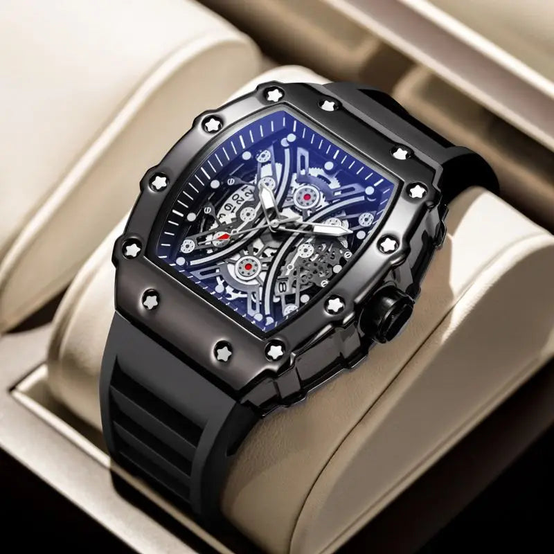 UTHAI BK131 Sports Man Watch Fashion Wine Barrel Shaped Quartz Watch Waterproof Calendar Night Light Watches for Man