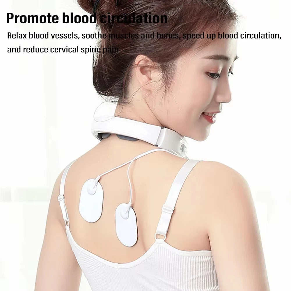 Ems Electric Neck Massager 6-Mode 9-Speed Massager Muscle Relaxation Battery Neck Massager Tool Relax Cervical Neck Protector