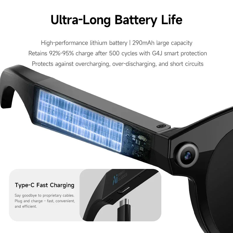 Gafas inteligentes con cámara AI Lenovo 8K HD 1600W Doble Traducción en tiempo real Llamadas por Bluetooth Grabación de audio y video Reproducción de música Gafas de sol 2026
