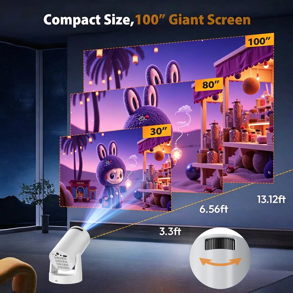 Proyector Mini Portátil Soporte Reproducción de Vídeo 4K Funciones HD Enfoque Rápido Para Reuniones Familiares Proyector Hogar Inteligente de Oficina