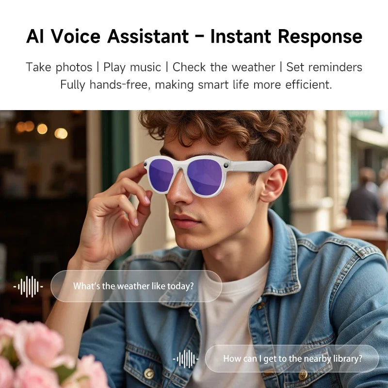 Gafas inteligentes con cámara AI Lenovo 8K HD 1600W Doble Traducción en tiempo real Llamadas por Bluetooth Grabación de audio y video Reproducción de música Gafas de sol 2026