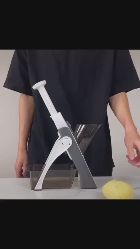 Cortador de verduras y patatas, 4 funciones en 1: corta en rodajas, bastones, juliana y cubos, con ajuste de grosor, cuchillas de acero inoxidable, fácil de usar y limpiar, hecho de materiales resistentes, ahorra tiempo y espacio
